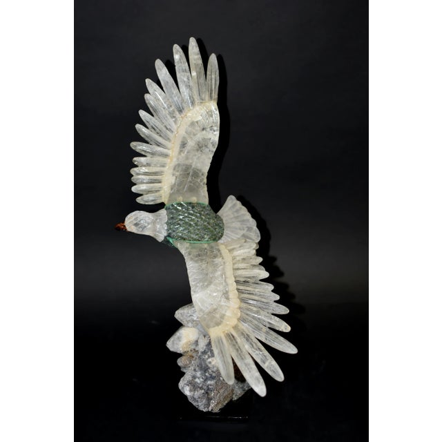 Large Majestic Rock Crystal Quartz Eagle Gemstone Sculpture For Sale - Image 4 of 12
