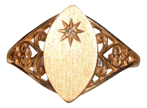 The 19th Avenue: Navette Shaped Signet Ring with Natural Diamond