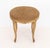 Louis XV Style Snakeskin Print Upholstered Ottoman, with riveted brass nailhead details above a distressed carved wood...