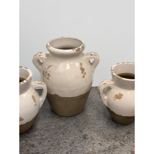 Pottery Barn Tuscan Handcrafted Terracotta Double-Handled Urns, Set of Three For Sale In San Francisco - Image 6 of 12