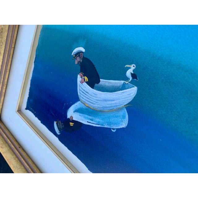 Illustration Helen Norton 1997 "The Mirror" Gouache Watercolor in Gold Frame For Sale - Image 3 of 12