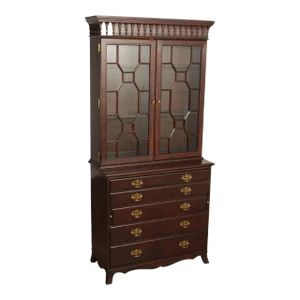 Hickory Chair Georgian Style Mahogany Bookcase Top Secretary Desk