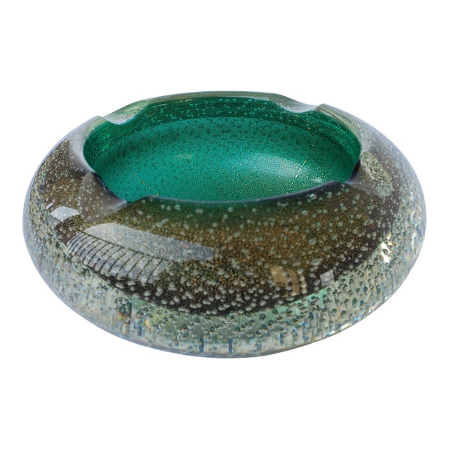 1940s Flavio Poli Seguso Murano Glass Sommerso Bullicante Bowl Ashtray For Sale