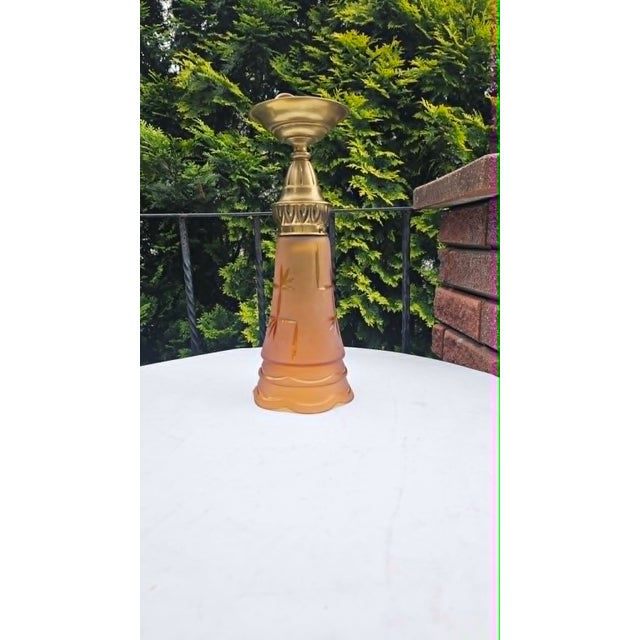 Art Deco Brass Ceiling Lamp, 1920s For Sale - Image 3 of 7