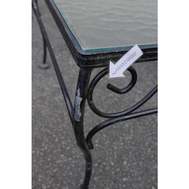 Woodard Vintage Wrought Iron Glass Top Outdoor Coffee Table For Sale - Image 18 of 18