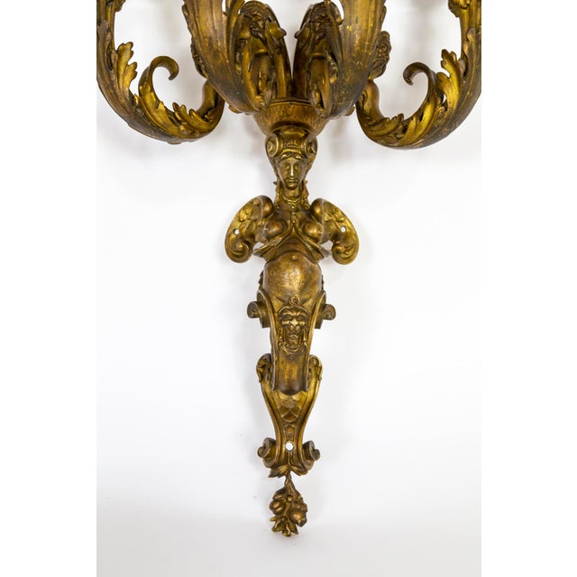 Large Early 19th Century Empire Bronze 4-Light Melusina Sconces -Pair For Sale In San Francisco - Image 6 of 12
