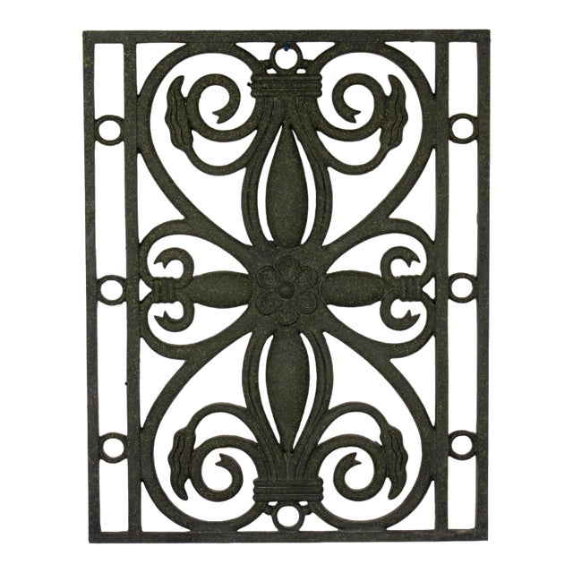 Late 20th Century Gothic Revival Style Architectural Cast Aluminum Decorative Window Panel or Scroll Grate Wall Hanging For Sale