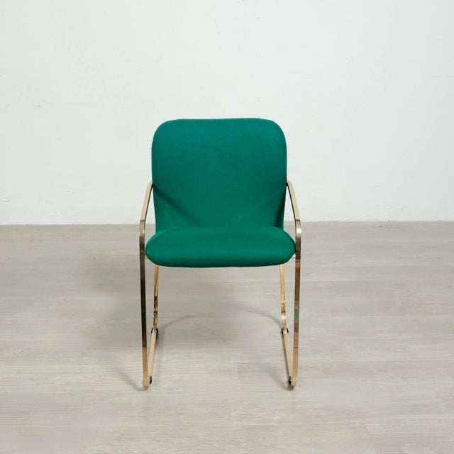 Green Vintage Poker Chairs in Green Fabric, Set of 4 For Sale - Image 8 of 14