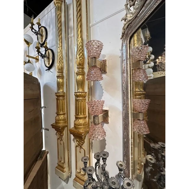 Pair of Pink Murano "Rostri" Sconces For Sale - Image 4 of 7