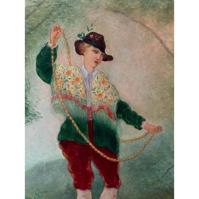 Mid 20th Century Roberto De Lucchi Crosa Female Painting, Vintage For Sale - Image 5 of 12