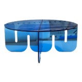 Image of Blue Wave Lucite Table For Sale