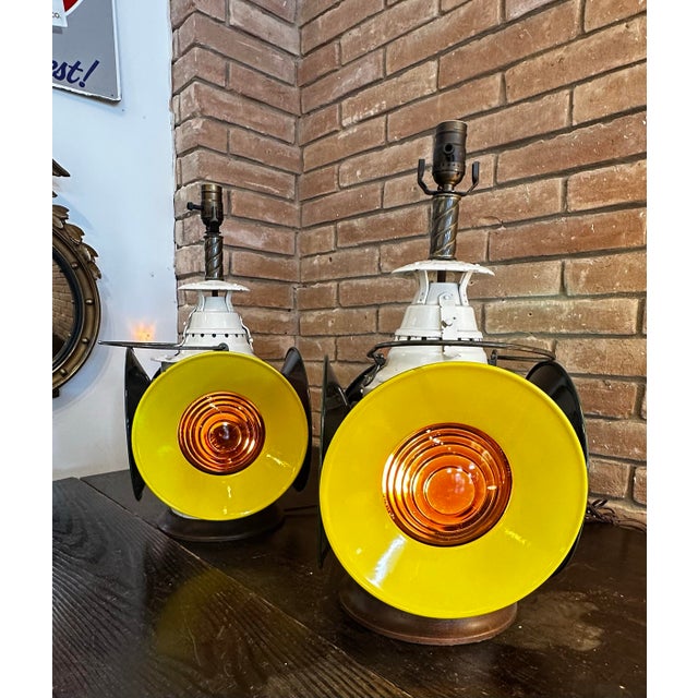 Pair of Vintage Railroad Switch Lamps For Sale - Image 11 of 12