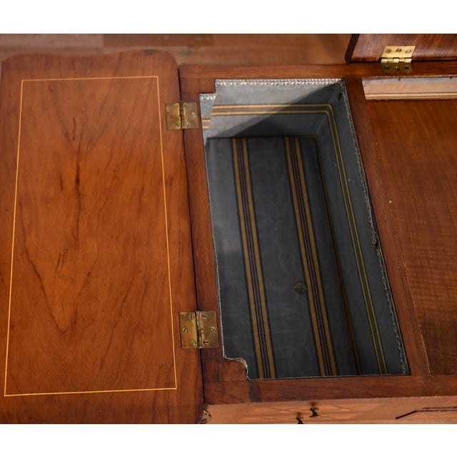 Brown 1890s Antique French Louis XV Walnut & Satinwood Coiffeuse Makeup Vanity Desk For Sale - Image 8 of 18