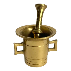 Vintage Brass Mortar & Pestle Apothecary Spice Crusher Small Petite Miniature Size