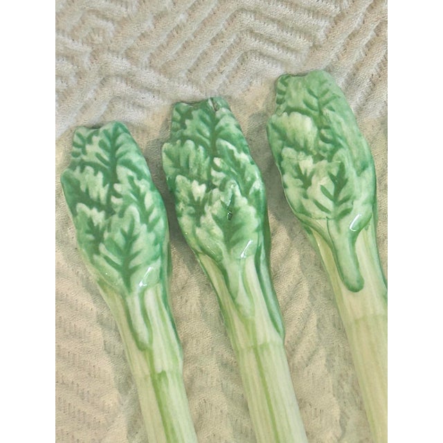 Rustic European 1970’s Ceramic Celery Swizzle Sticks or Bloody Mary Stirrers - A Set of 7 For Sale - Image 3 of 9