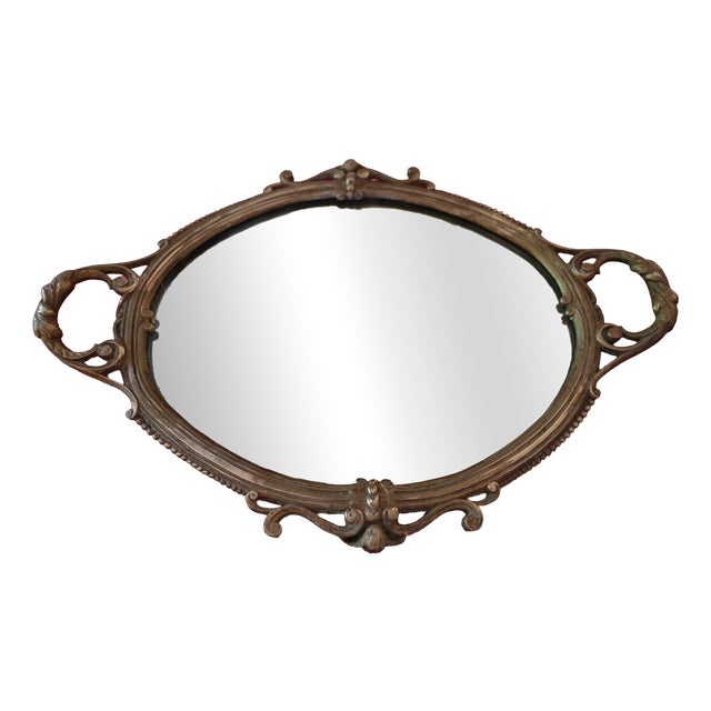 Early 20th Century Centerpiece in Gilded Bronze and Mirror For Sale