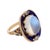 Early 20th Century Victorian Moonstone Diamond Blue Enamel 14k Yellow Gold Ring, Size 6 For Sale - Image 4 of 6