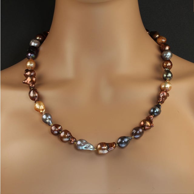 Multi Color Baroque Freshwater Pearl Necklace For Sale - Image 4 of 4