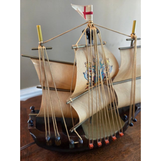 English Vintage Ship Model Lamp For Sale - Image 3 of 10