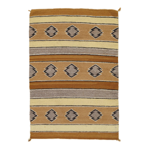 Vintage Navajo Carpet, Folk Rug, Handmade Wool, Beige, Caramel, Tan