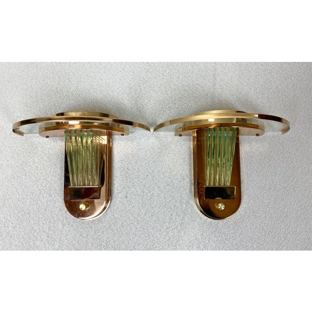 Regency Brass & Glass Wall Lights, Set of 2 For Sale - Image 6 of 16