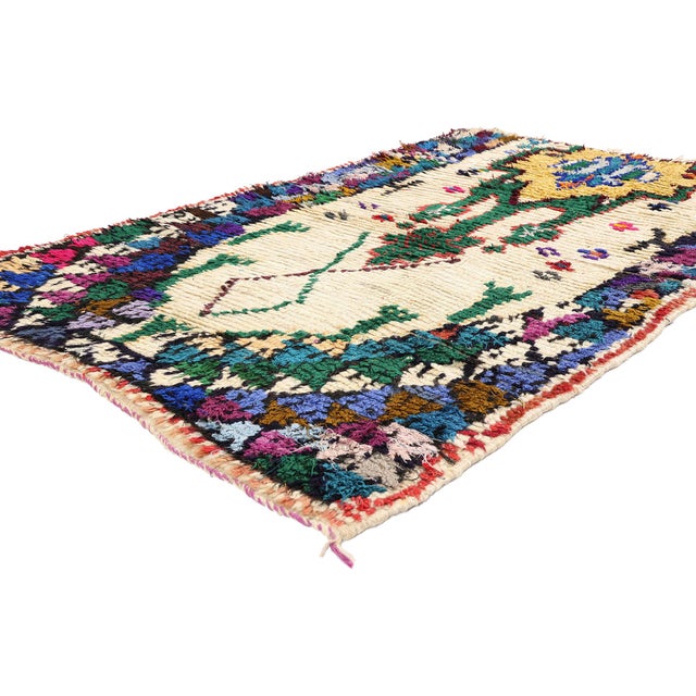 21982 Vintage Azilal Moroccan Rug, 03'06 x 05'06. The Sacred Emblem: A Vintage Moroccan Azilal Masterpiece of Tribal...