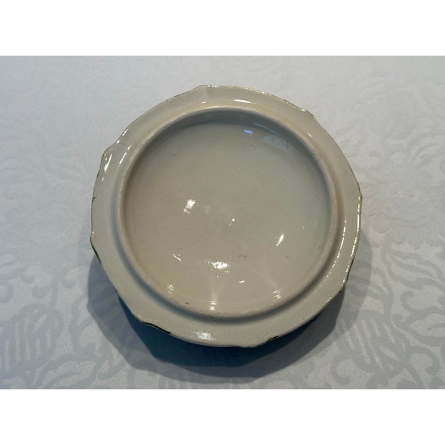 Ceramic Mid-Century Italian Majolica Capodimonte Style Hand-Painted Floral Trinket Dish For Sale - Image 7 of 12