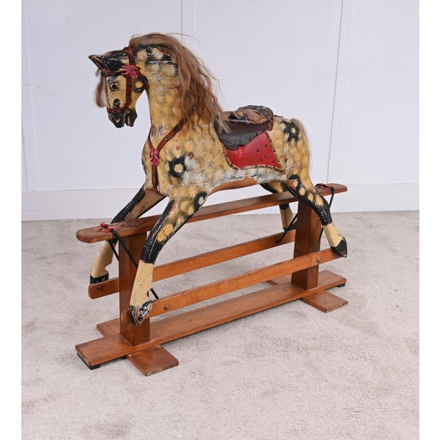 Antique Wooden Rocking Horse Childrens Toy, 1920s For Sale - Image 6 of 11