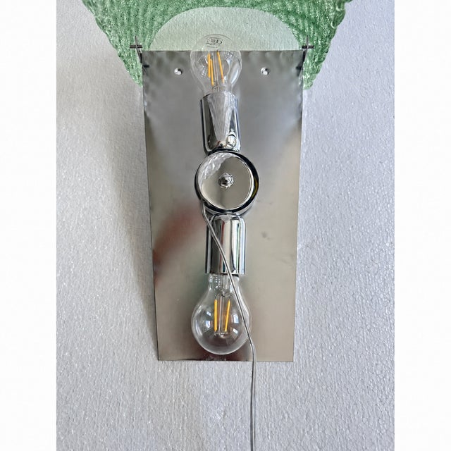 Contemporary Green “Graniglia” Rhombus Murano Glass Wall Lights - a Pair For Sale - Image 4 of 7