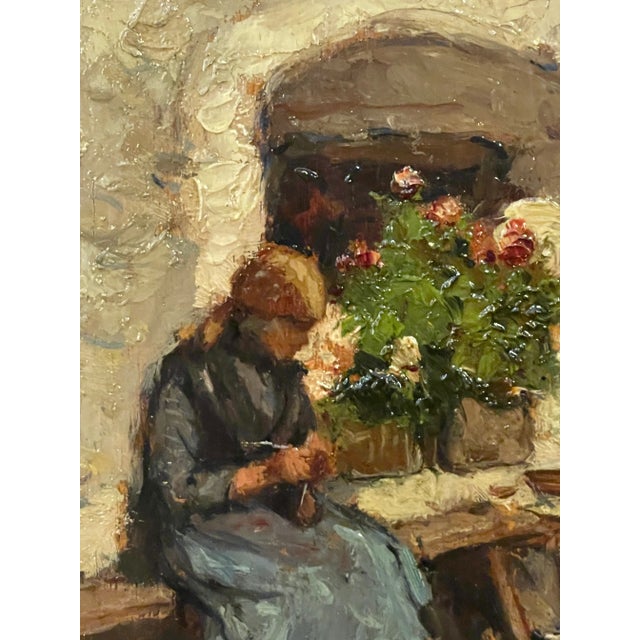 Ercole Garavaglia, Woman at Work, 1890s, Oil on Panel, Framed For Sale - Image 4 of 7