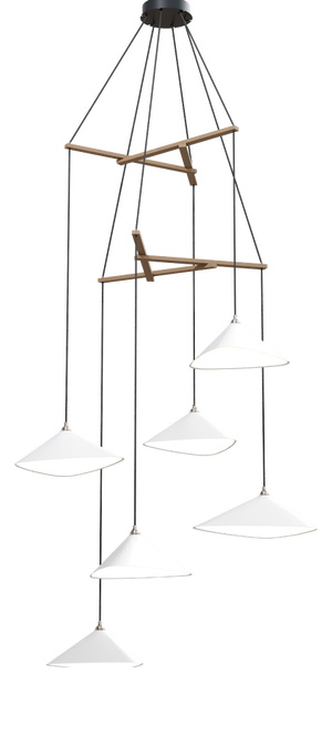 Emily V6 Group Pendant Light in White Semi-Matte by Daniel Becker for Moss Objects