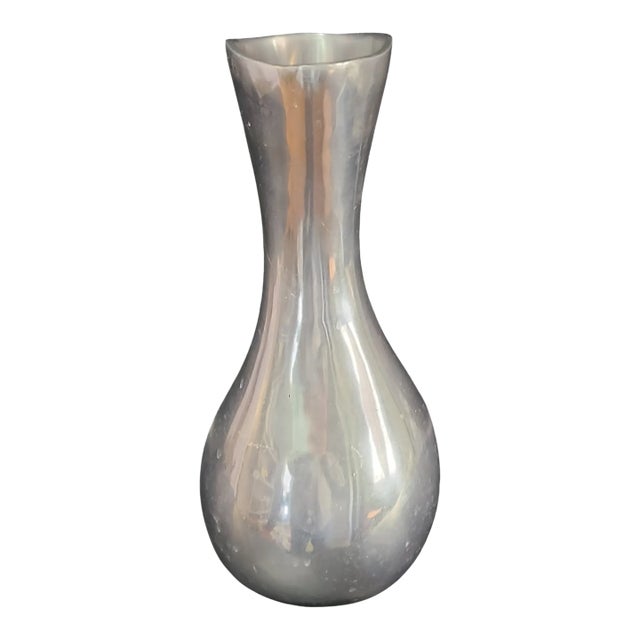 Mid-Century Modern Polished Aluminum Oval Shaped Vase For Sale