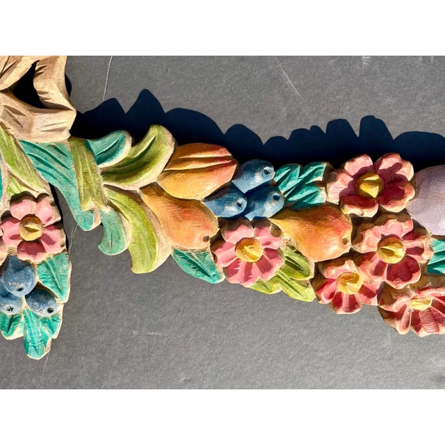Late 20th Century Late 20th Century Polychromed Classical Styled Carved Garland or Festoon For Sale - Image 5 of 12