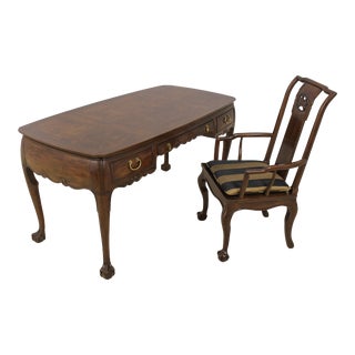 Drexel Chinese Chippendale Mid Century Modern Desk & Chair For Sale