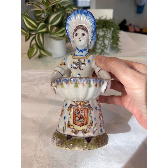 French Provincial Antique Faience Salt and Pepper Server For Sale - Image 3 of 12