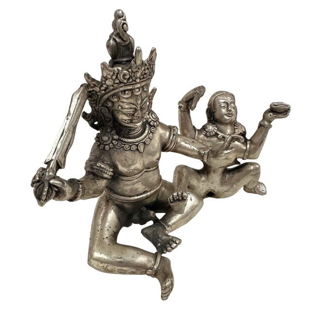 Vintage Tibetan Tantra Buddhism Hevajra Yab-Yum Buddha Statue For Sale In Los Angeles - Image 6 of 13
