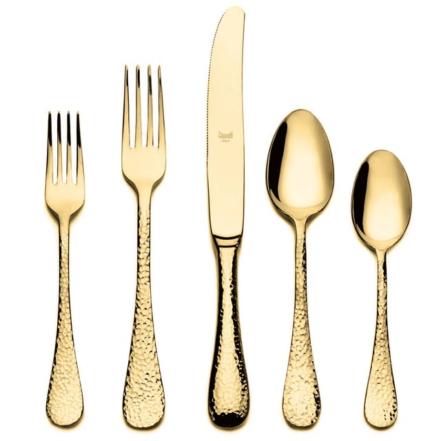 Contemporary Mepra Epoque 5-Piece Flatware Set, Oro For Sale - Image 3 of 3