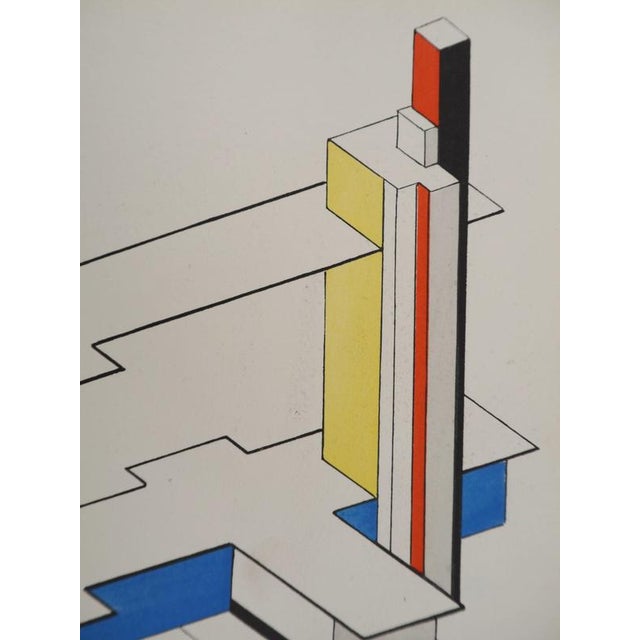 Félix Del Marle, Architecture, Abstract Plan, Signed Lithograph For Sale - Image 4 of 5