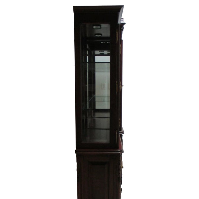 Brown Antique BAU French Country Sideboard Breakfront China Cabinet Display Monumental For Sale - Image 8 of 12