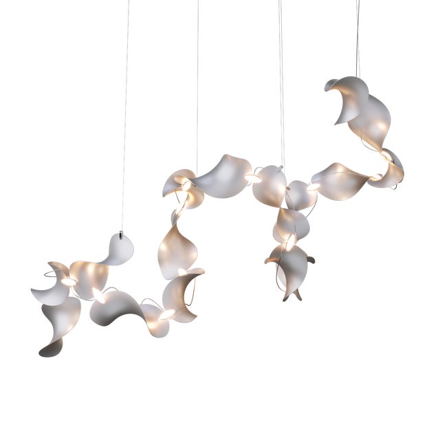 Dune 16 Spiral Chandelier with Silver Anodized Shades by Daniel Becker For Sale - Image 14 of 14