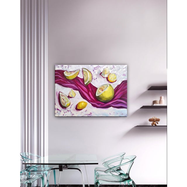 Eggplant Irina Dobrovinska Fruit Symphony — Original Oil Painting on Canvas Contemporary Citrus Still Life For Sale - Image 8 of 9