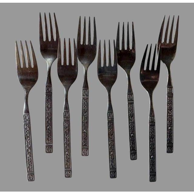 Vintage Retro Art Deco Dominica 48 Piece Stainless Flatware Set for 8 by Oneida Silver For Sale - Image 6 of 9