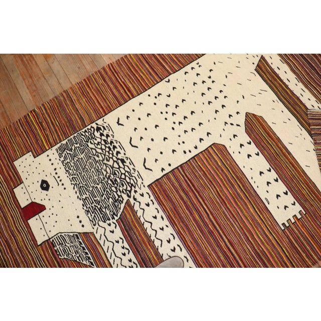 White Late 20th Century Lion Persian Kilim Wall Hanging - 4'9" x 7'7" For Sale - Image 8 of 18