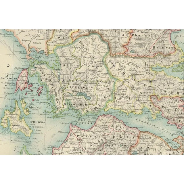 1900 - 1909 Antique Map of Greece and the Cyclades by Aeg, 1903 For Sale - Image 5 of 10