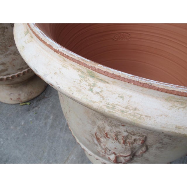 Pair of French Handmade Terracotta Anduze Planters With Satyre Masks For Sale - Image 14 of 18