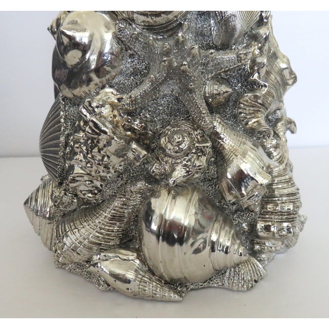 Metal Homeworx by Harry Slatkin Pedestal Candle Holder Shell Design Large For Sale - Image 7 of 10