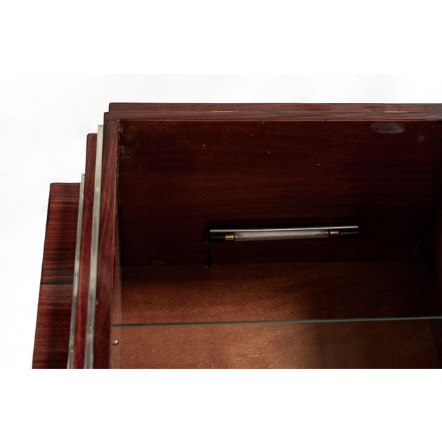 Brown Antique French Art Deco Rosewood and Glass Vitrine Display Cabinet 1930s For Sale - Image 8 of 12