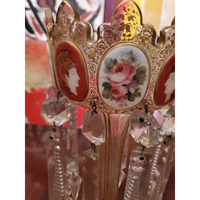 Late 19th Century Antique Pair of Moser Bohemian Glass Overlay Lusters For Sale - Image 5 of 8