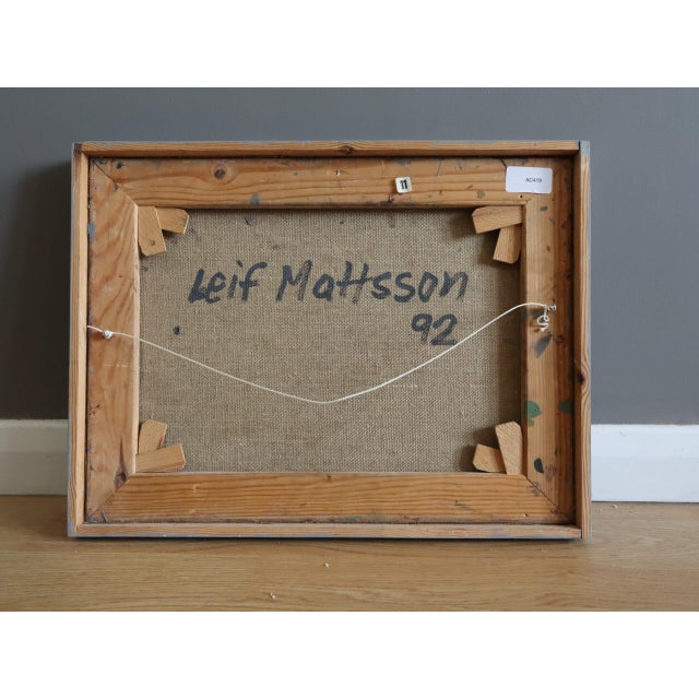 1992 Modernist 'Cobalt Collision' Vintage Original Abstract Oil Painting, Framed For Sale - Image 11 of 12