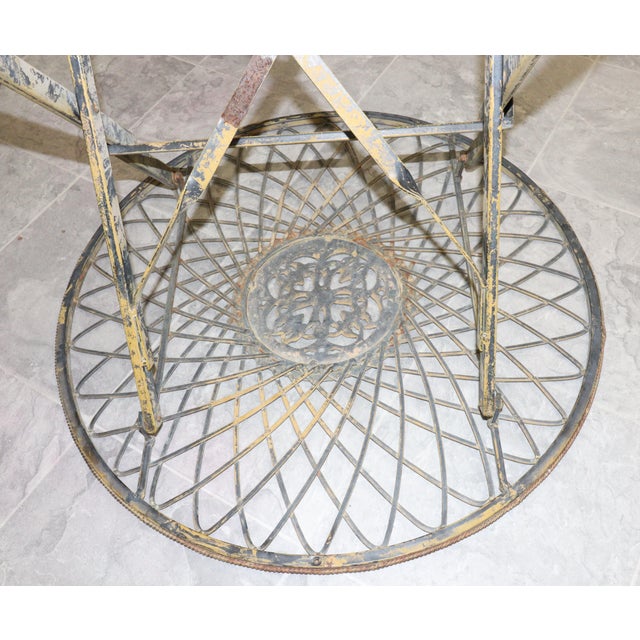 1970s Italian Bistro–Style Wrought Iron Garden Set With Four Folding Chairs For Sale - Image 13 of 18